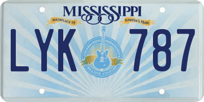 MS license plate LYK787