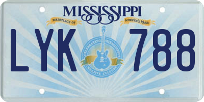 MS license plate LYK788