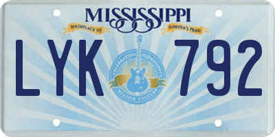 MS license plate LYK792