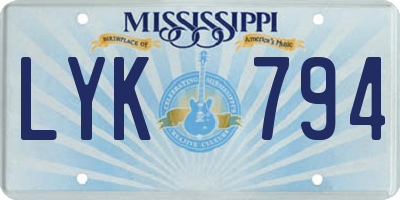 MS license plate LYK794