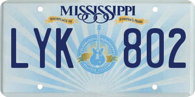MS license plate LYK802