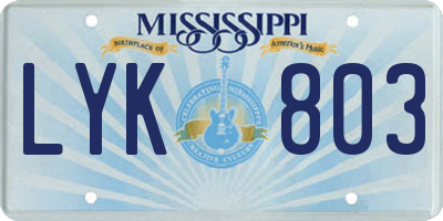 MS license plate LYK803