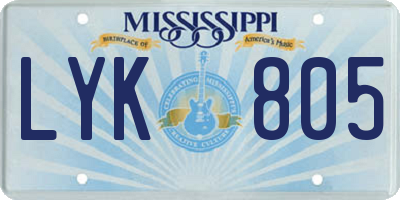 MS license plate LYK805