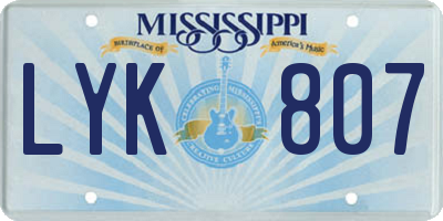 MS license plate LYK807