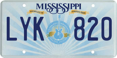 MS license plate LYK820