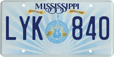 MS license plate LYK840