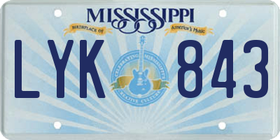 MS license plate LYK843
