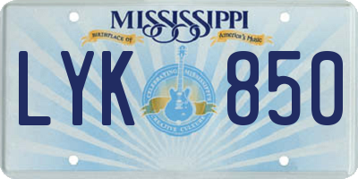 MS license plate LYK850