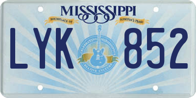 MS license plate LYK852