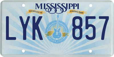 MS license plate LYK857
