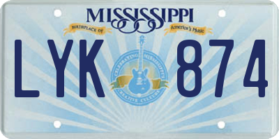 MS license plate LYK874