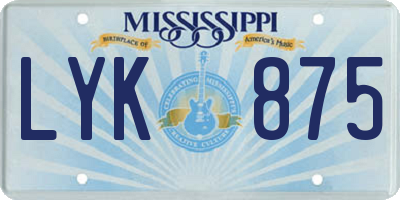 MS license plate LYK875