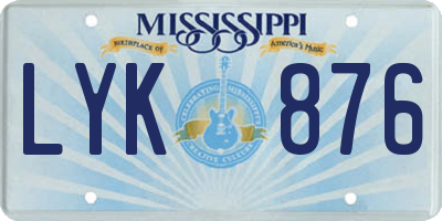 MS license plate LYK876