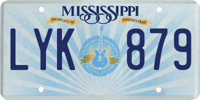 MS license plate LYK879