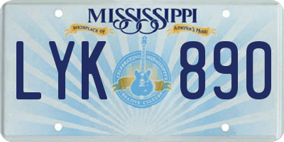 MS license plate LYK890