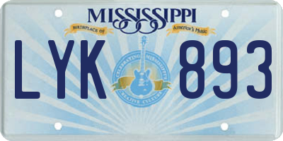 MS license plate LYK893