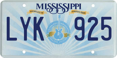 MS license plate LYK925