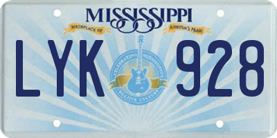 MS license plate LYK928