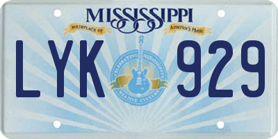 MS license plate LYK929
