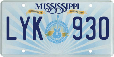 MS license plate LYK930