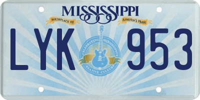 MS license plate LYK953