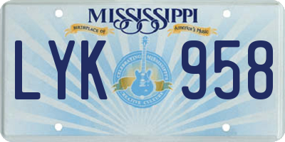 MS license plate LYK958
