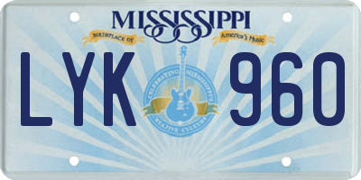 MS license plate LYK960
