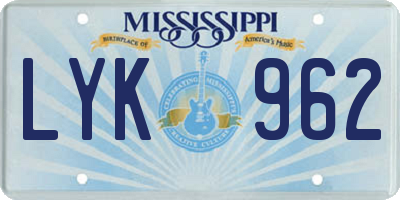 MS license plate LYK962