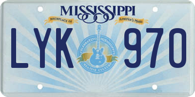 MS license plate LYK970