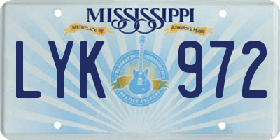 MS license plate LYK972