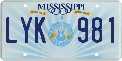 MS license plate LYK981