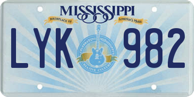 MS license plate LYK982