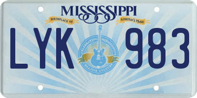 MS license plate LYK983