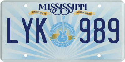 MS license plate LYK989