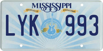 MS license plate LYK993