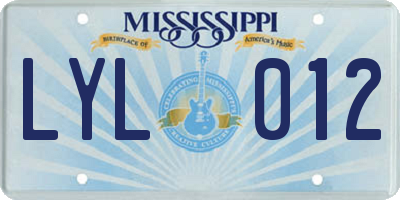 MS license plate LYL012
