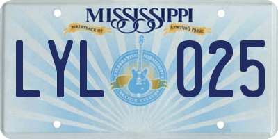 MS license plate LYL025