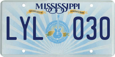 MS license plate LYL030