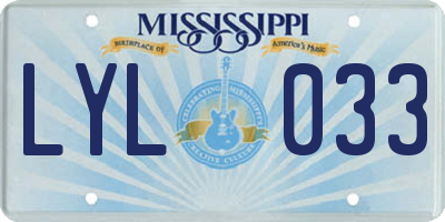 MS license plate LYL033