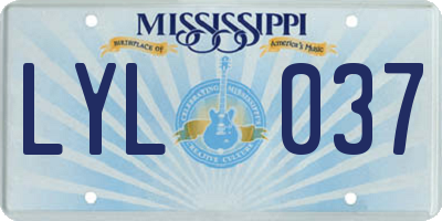 MS license plate LYL037