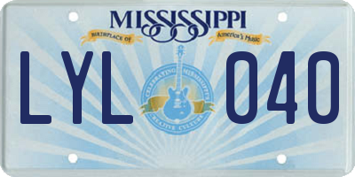 MS license plate LYL040