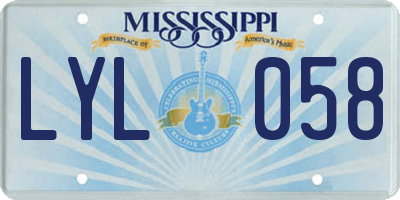 MS license plate LYL058
