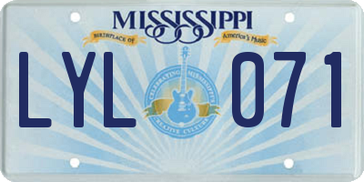 MS license plate LYL071