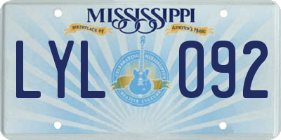 MS license plate LYL092