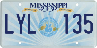 MS license plate LYL135