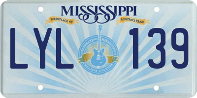MS license plate LYL139