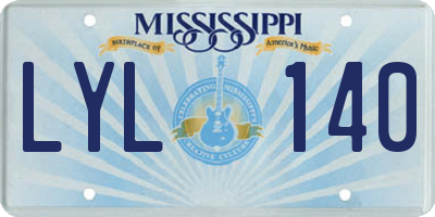 MS license plate LYL140