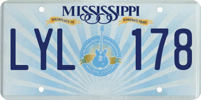 MS license plate LYL178