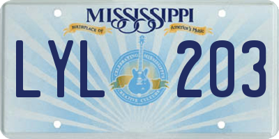 MS license plate LYL203