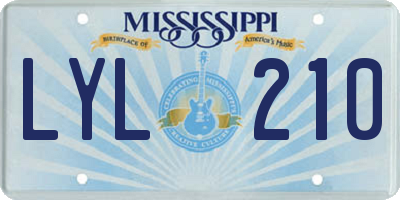 MS license plate LYL210